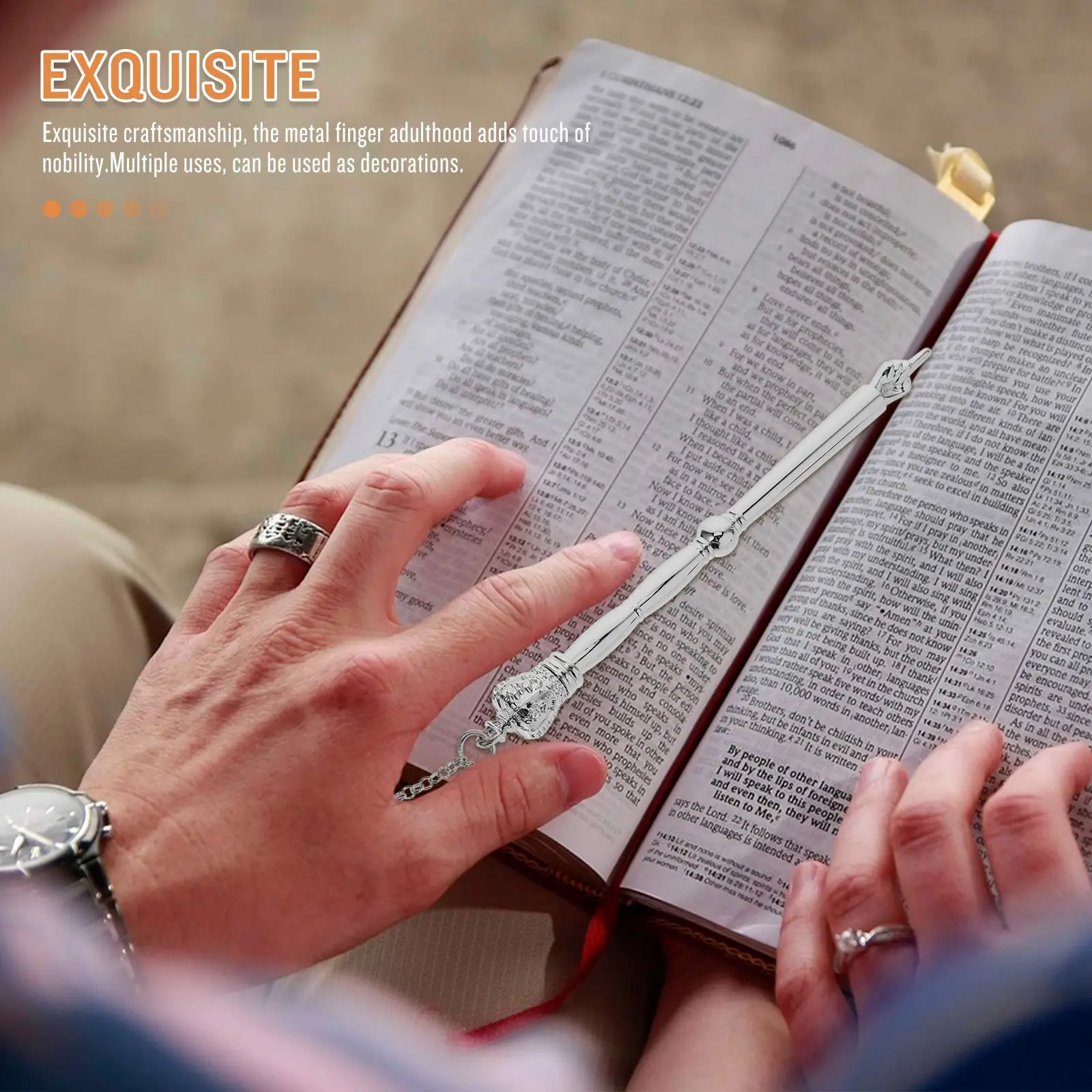 Bible Reading Tool Torah Pointer Jewish Bible Reading Pointer with Chain Synagogue Book Finger Scripture Pointer Reading Tool