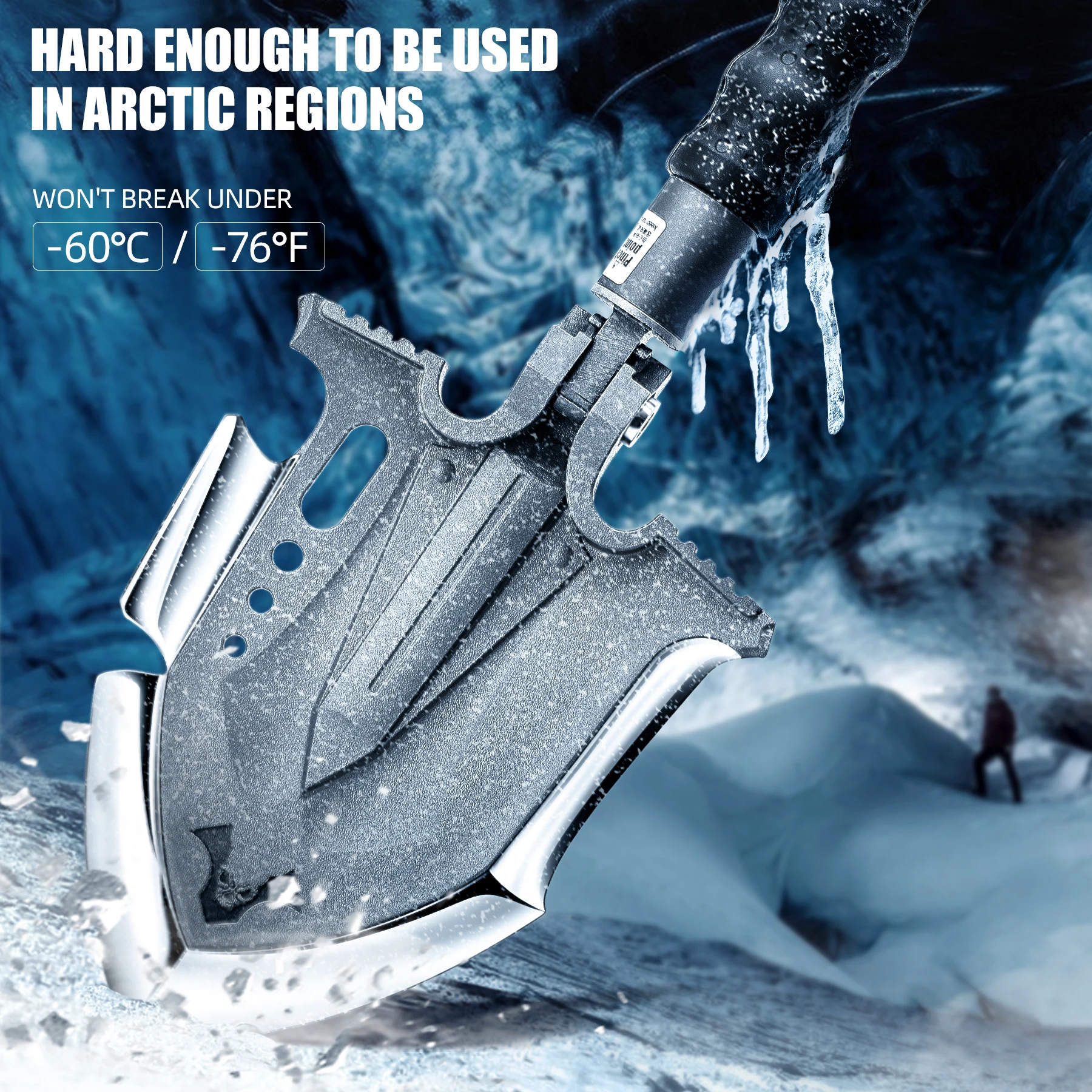 Multifunktionale 28-in-1 tragbare Überlebensset, Campingschaufel mit Messeraxt, taktische Outdoor-Ausrüstungsschaufel