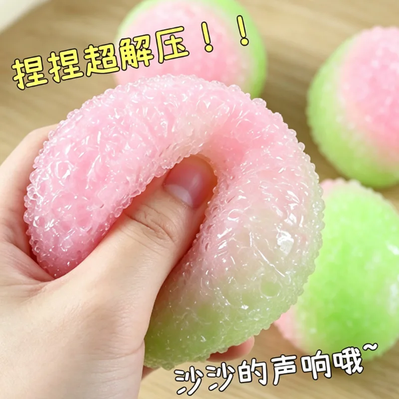 Double Color Ice Sand Ball Squishy Toy Soft Slow Rising Stress Relief Squeeze Ball Cute Fruit Sensory Fidget Gift for Kids Adult - view 4