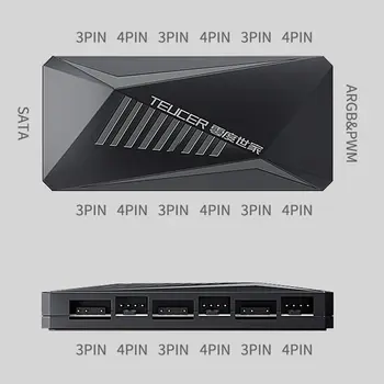 TEUCER LP-6P PC ventilátor PWM/ARGB HUB 1 až 6 5V/3Pin 12V/4Pin vícecestný rozbočovač AURA ventilátor chladič prodlužovací kabel adaptér 8 nejlepší prodej 6pinový rozbočovač ventilátorů - №8