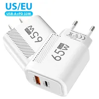 GaN 65W PD Fast Charger EU US Plug USB Type C Quick Charger For iPhone Xiaomi Samsung Huawei Phone Charger Phone Accessories