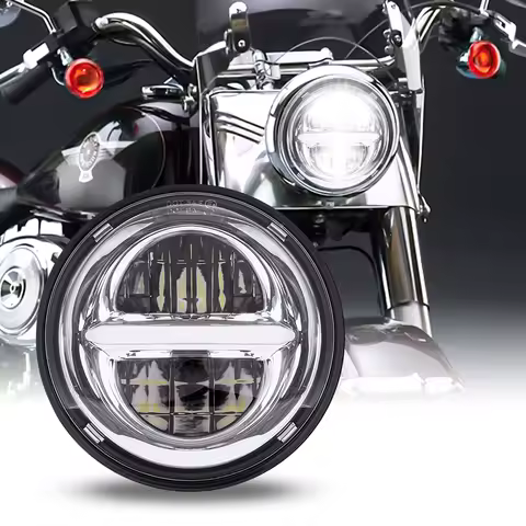 Universal Motorcycle 5.75" Led Headlight H4 For Harley Davidson Sportster Dyna XL 883C 1200C FXD Headlamp FX 5.75inch housing