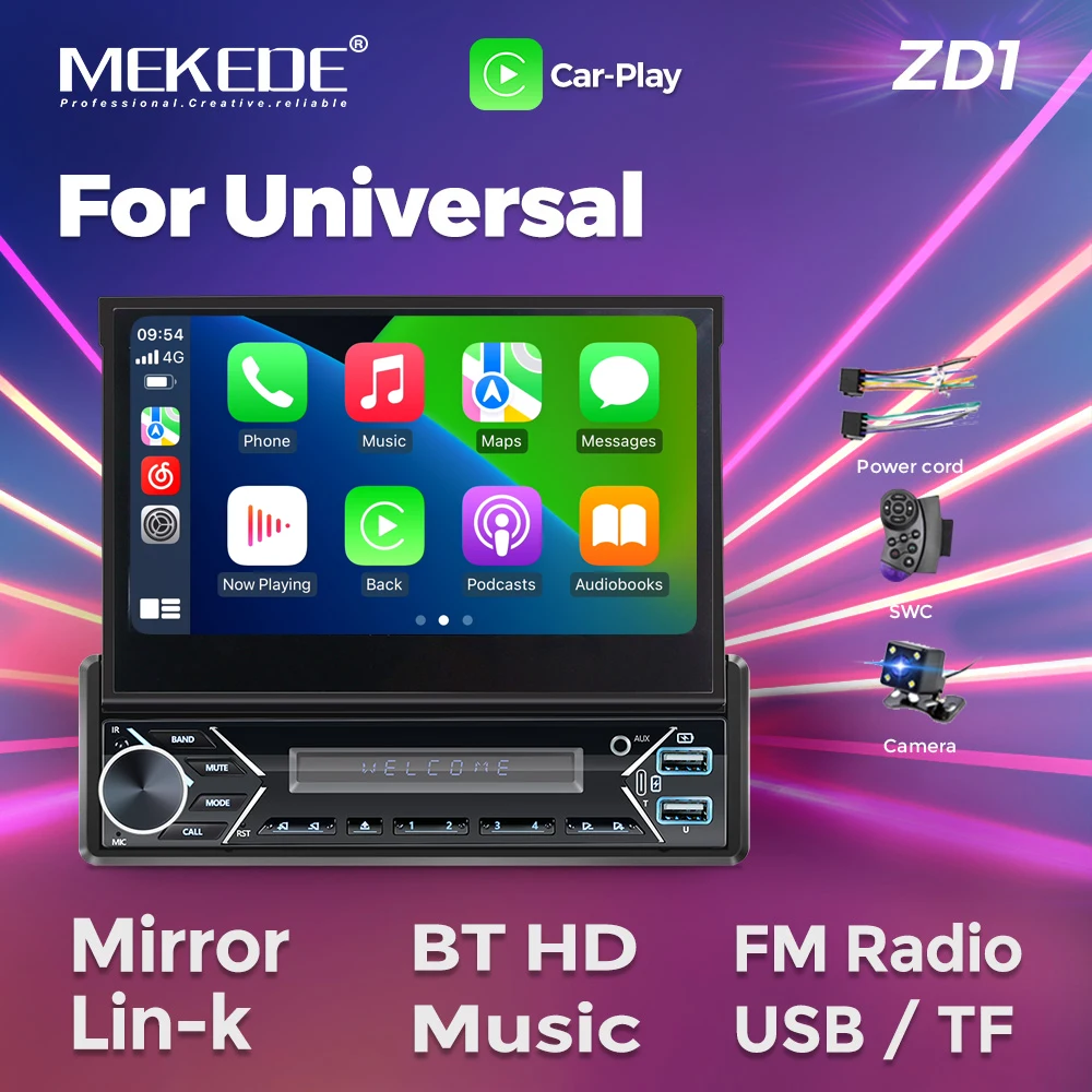 MEKEDE 1din 1 DIN Car Radio 1 Din Multimedia Player Universal Audio Video With CarPlay Android  Auto 7