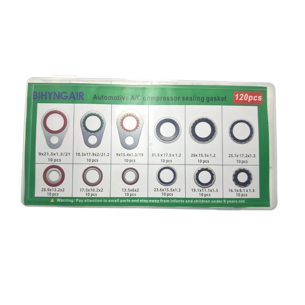 120 Pieces Air Conditioning Regulating System Compressor Gasket seals, Automotive Air Conditioning Compressor Port Sealing Kit