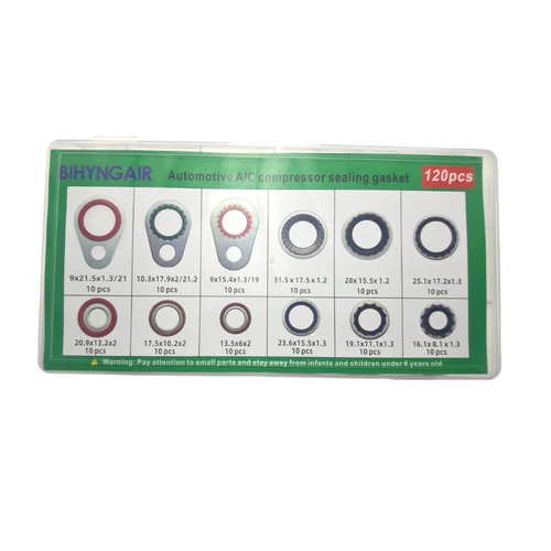 Imagen 2 del producto 120 piezas de sellos de junta de compresor de sistema de regulación de aire acondicionado, kit de sellado de puerto de compresor de aire acondicionado automotriz