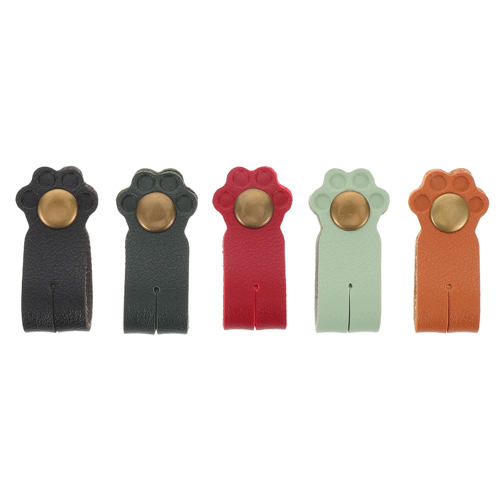 

5pcs Cute Cat Paw Cable Organizer For Earphone Wires Pu Cord Wrap Portable Travel Home Office Wire Holder Tangle-Free Cord