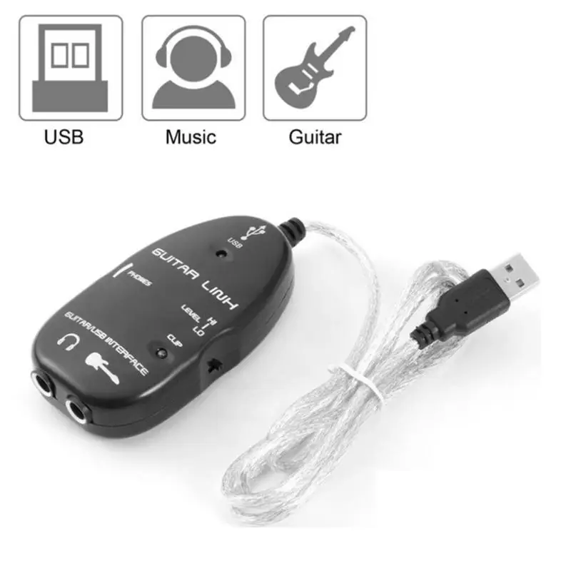 USB Guitar Link Cable USB Guitar Effects Cable Guitar To USB Interface Cable Link Audio For PC Recording Music Adapter