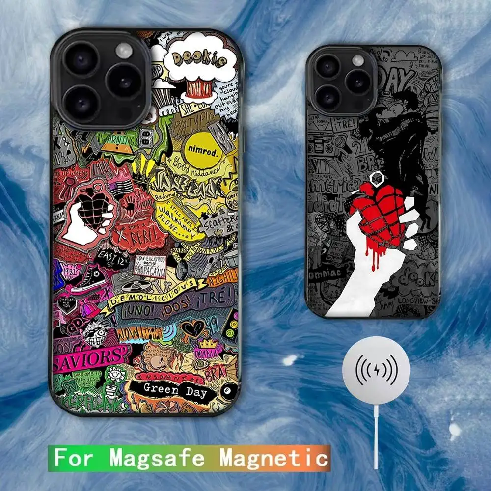 

G-Green Day Band Phone Case For iPhone 16e,16,15,14,13,12,11,Plus,Pro,Max,Mini Magsafe Magnetic Wireless Charging
