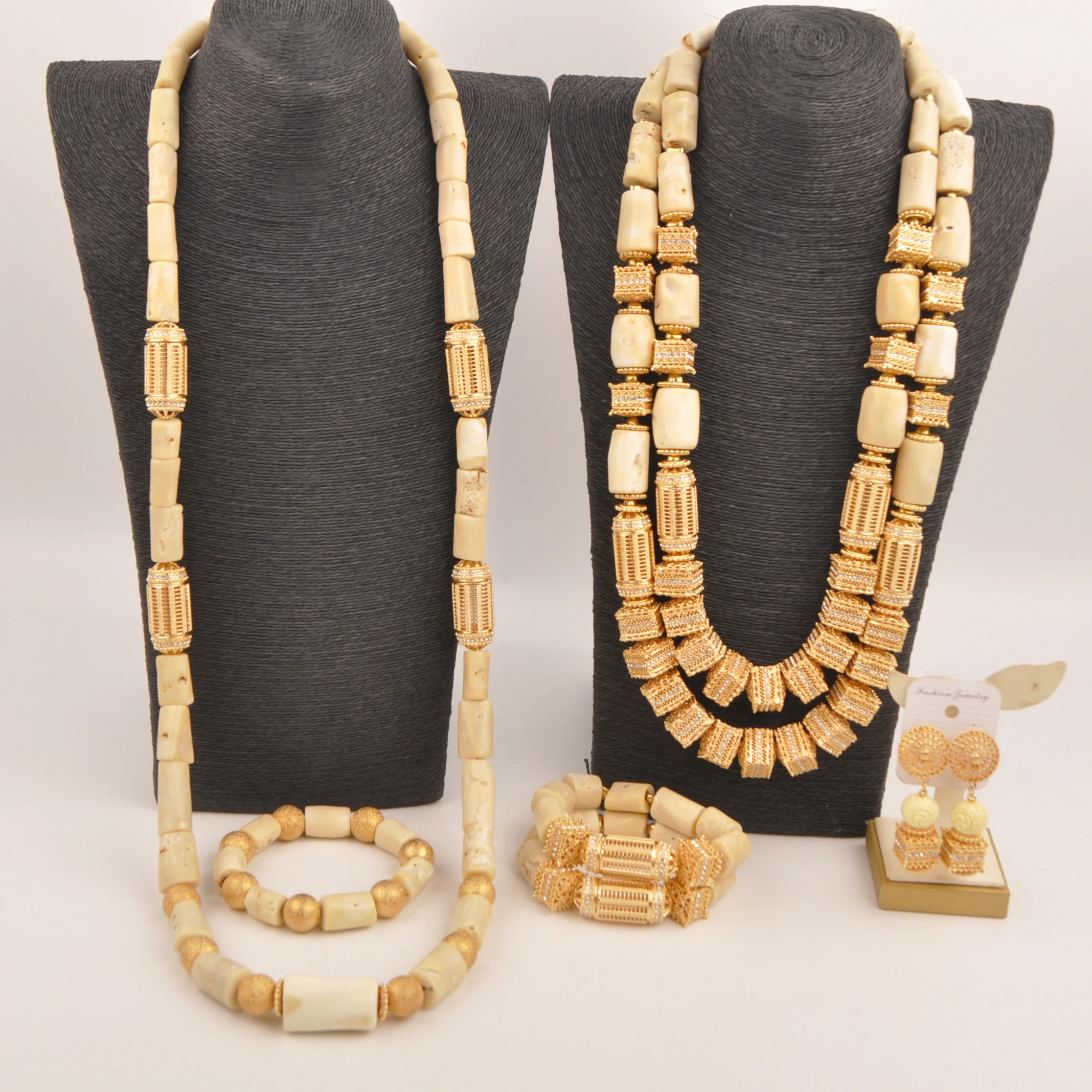 

Nigerian Groom Bride Necklace Natural White Coral Beads African Wedding Jewelry Sets