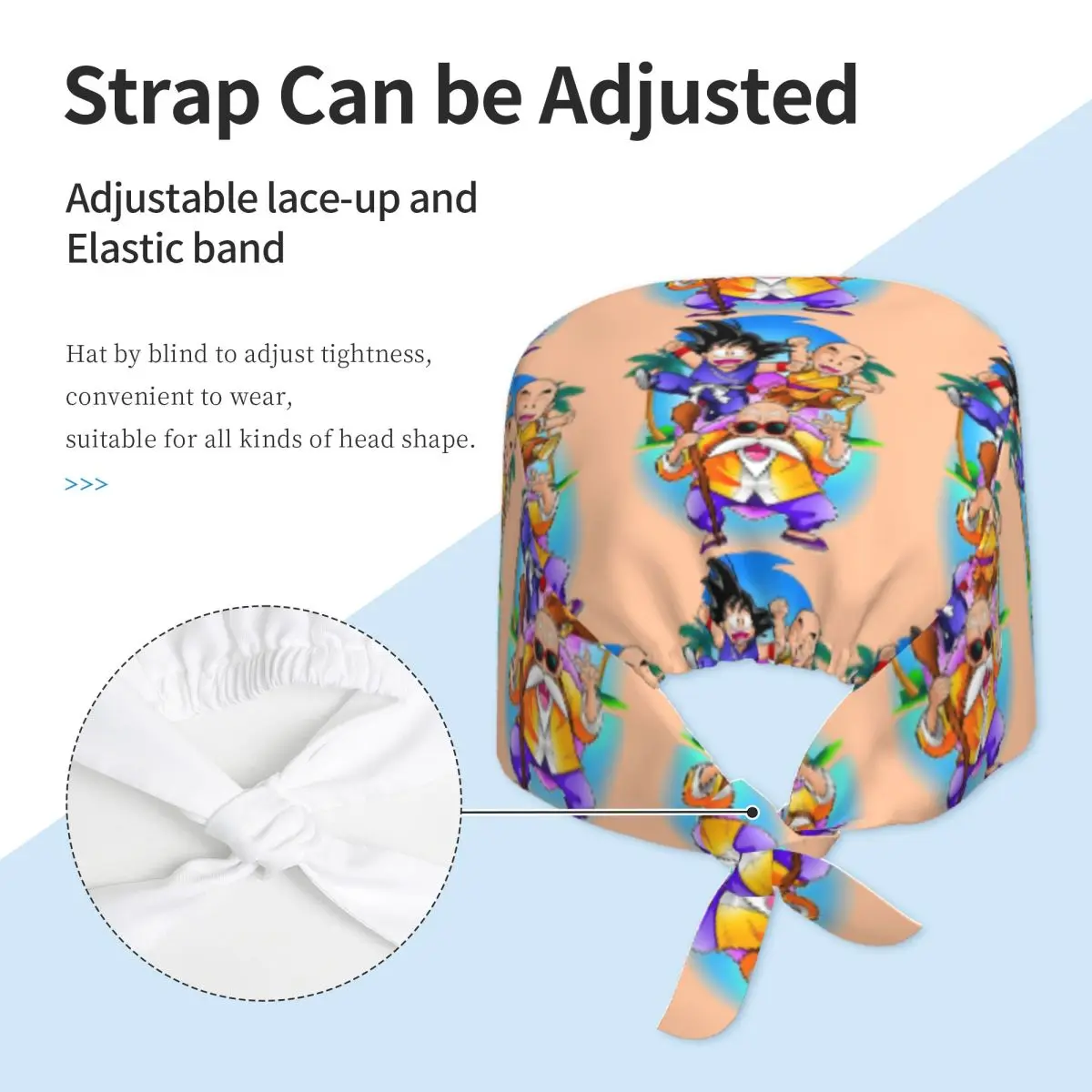 Custom Goku Breathable Nursing Work Cap Surgical Scrub Caps Unisex Nurse Medical Cap Work Scrubs Hat for Medical Surgical