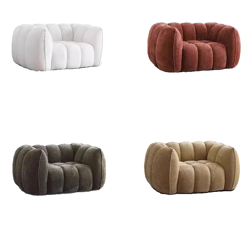 

Pumpkin sofa French retro style quiet powder modern simple living room single leisure sofa