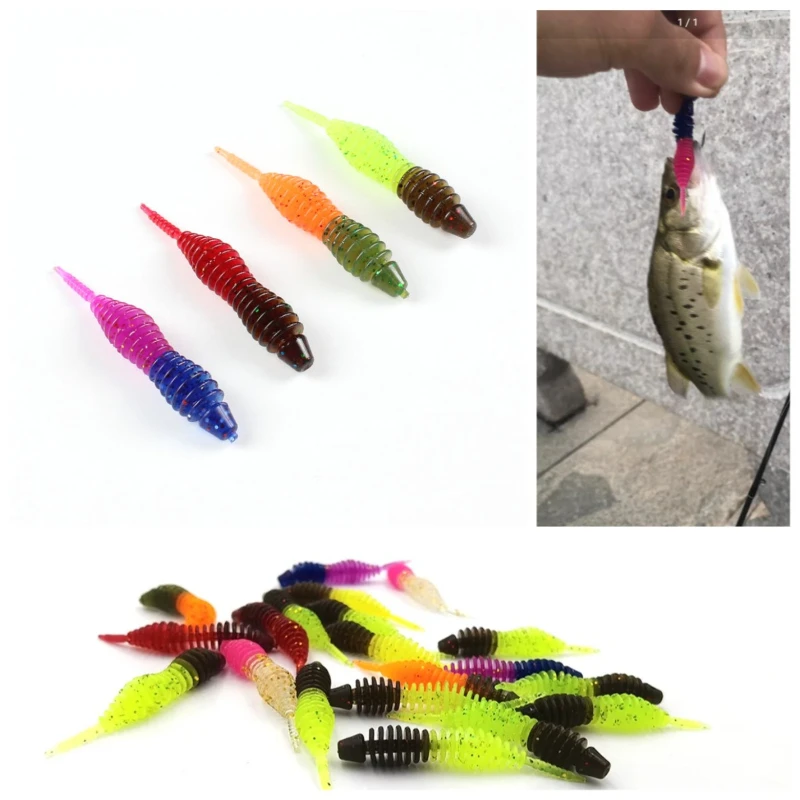 

20 шт. плавающие мягкие силиконовые искусственные приманки с червями, 5 см, 1 г, мягкие рыболовные приманки Luya, хвост, супер мягкие для перевернутого крючка pesca