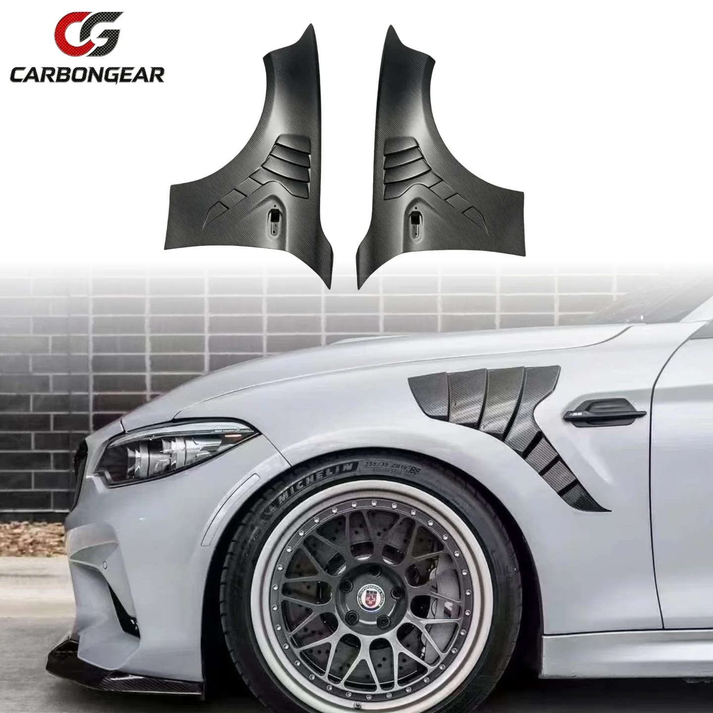 For BMW M2 F87 M2C 2014-2020 Dry Carbon Fiber Fender Bumper Retrofit the replacement Openings leaf plate Car Accessories