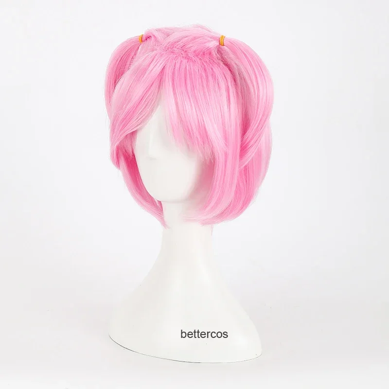 DDLC Doki Doki Literature Club Natsuki Cosplay Wigs Short Pink Heat Resistant Synthetic Hair Wig Cap