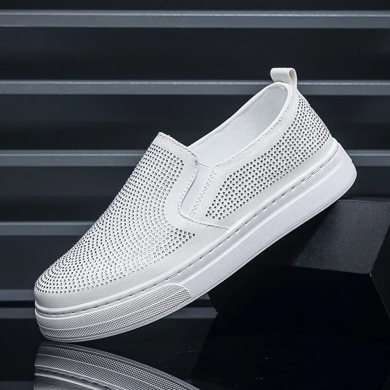 

Men's Loafers Luxury Rhinestone Casual Shoe New Breathable Sneakers Slip on Driving Shoes for Men Light Walking Flats Zapatillas