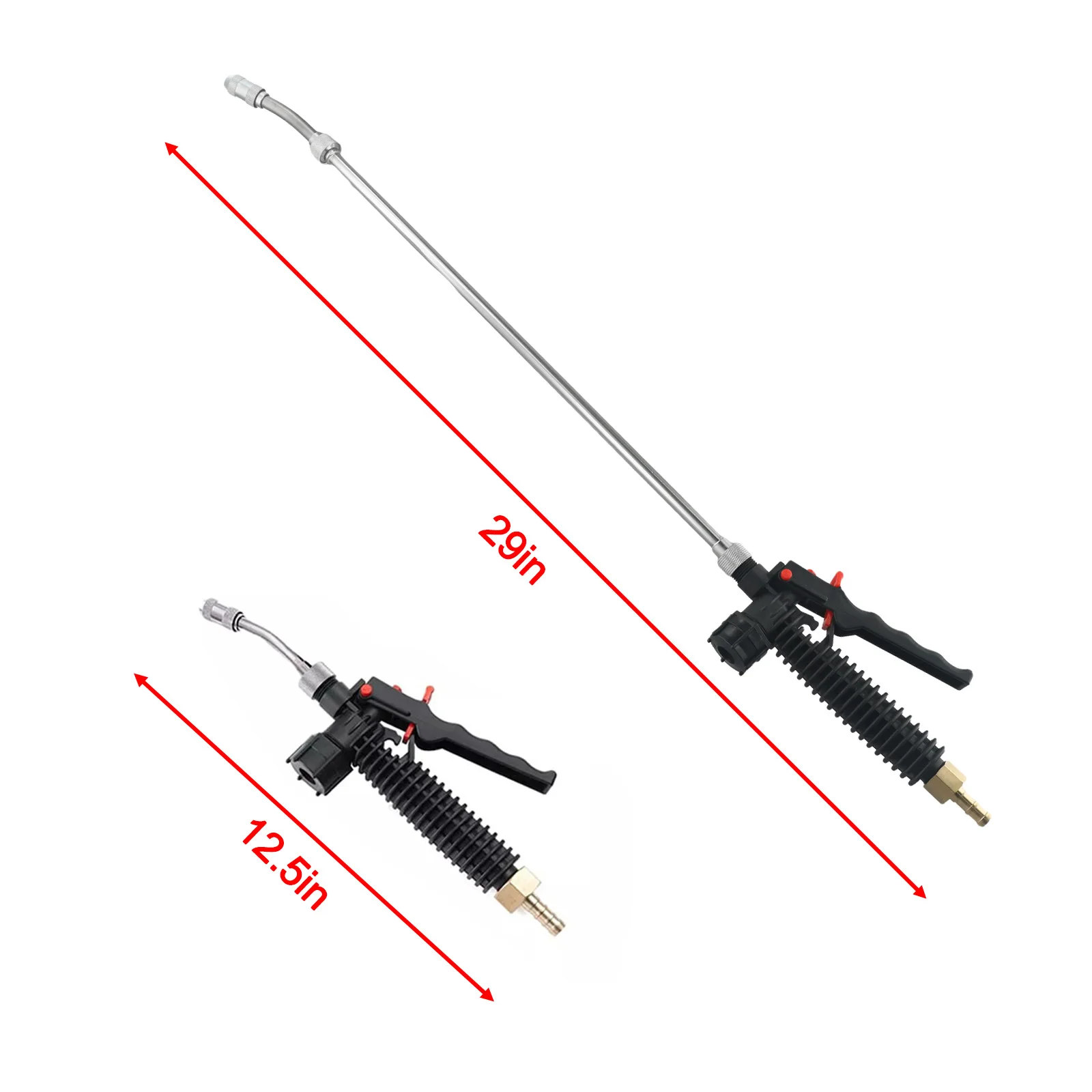 High Pressure 29 Inch Sprayer Wand Stainless Steel Tube Brass Barb For Garden And Car Wash Fits For Most 3/8 Inch Hoses