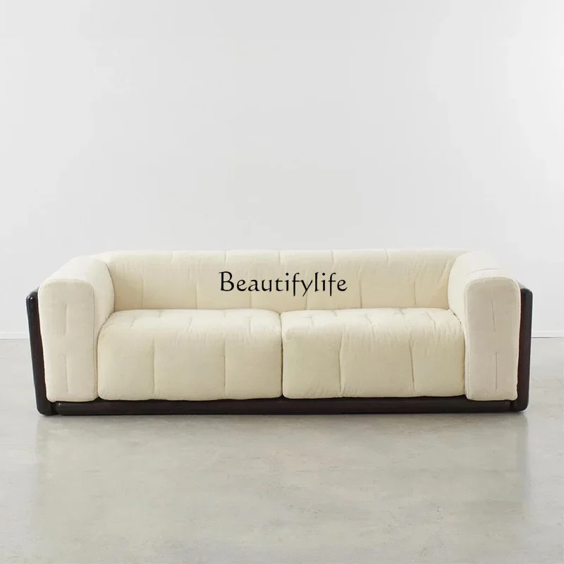 

ls 42Medieval cream style solid wood Italian minimalist creative small apartment straight row fabric sofa