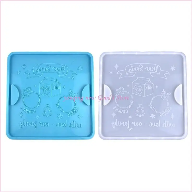 57QA Silicone Mold Treat Tray for Christmas with Handles Santa and Elk Patterns Tray