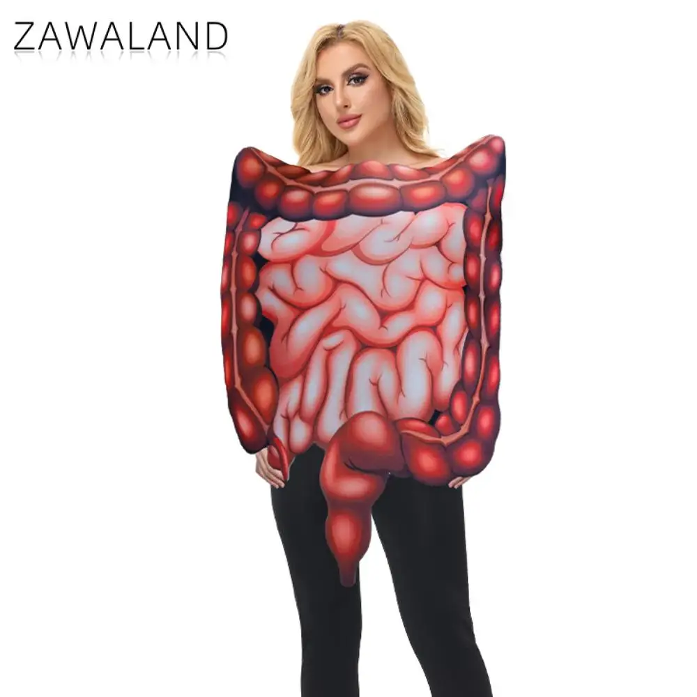 

Zawaland женский костюм с принтом человеческого кишечника, уникальный графический наряд с анатомией, тематическое платье на Хэллоуин, праздник, маскировка