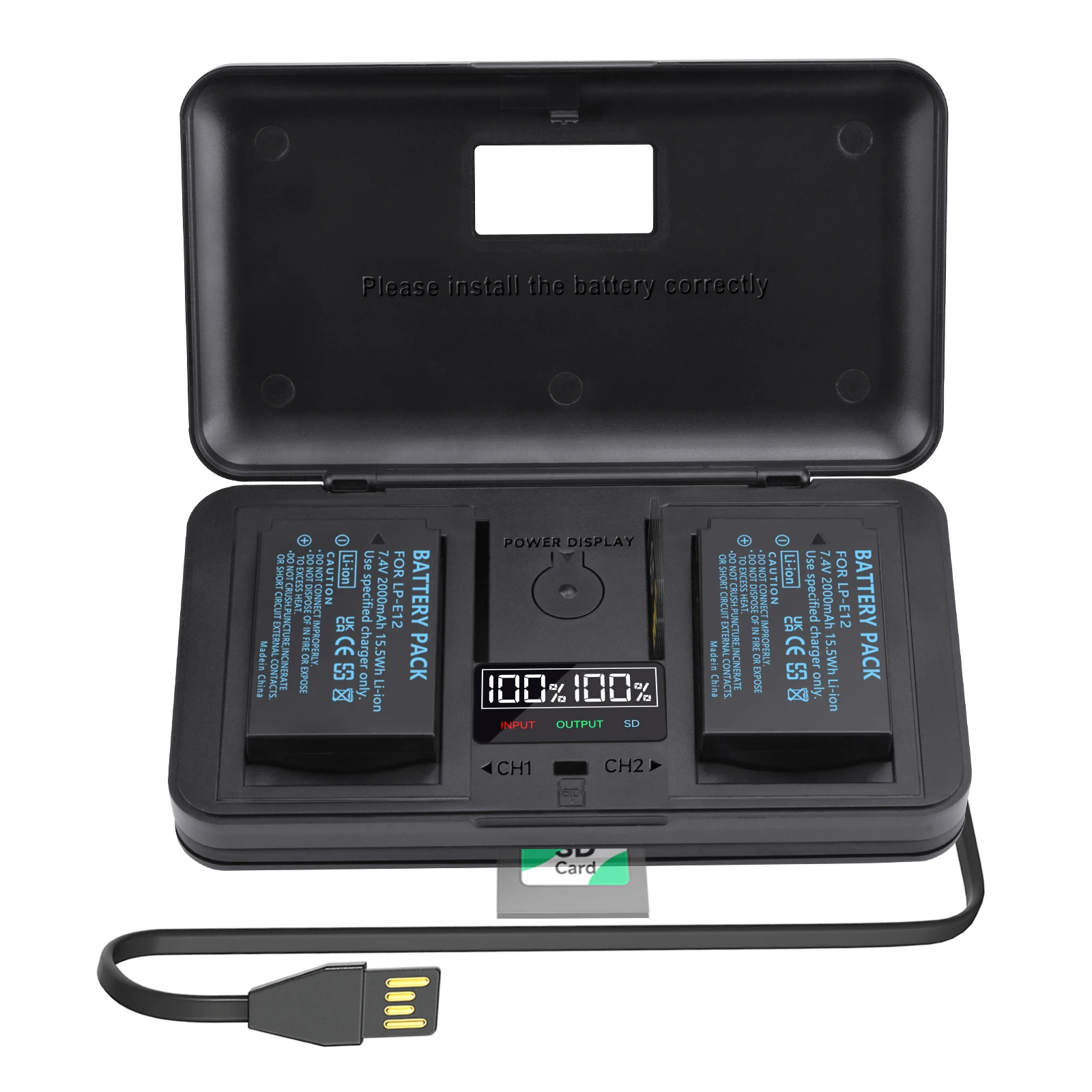 PALO LP-E12 LPE12 LP E12 Battery 2000mAh for Canon EOS M M10 M50 M100 Rebel SL1 100D Kiss X7