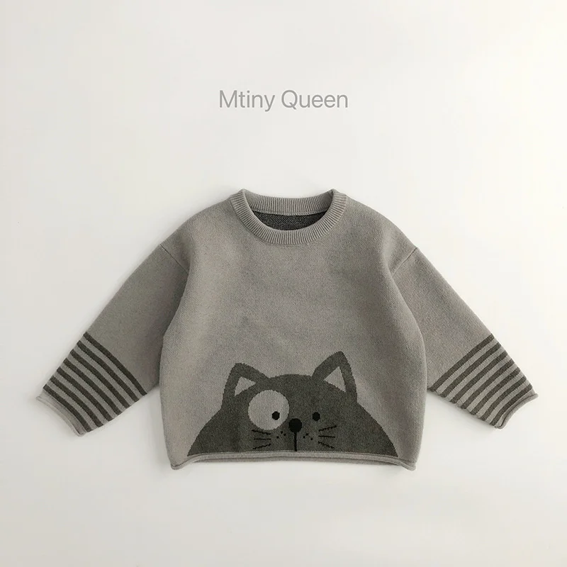 Boys Woolen Sweater Crochet Cotton Windbreak 2024 Bear Thicken Autumn Winter Christmas Gift Warm Children\'s Clothing