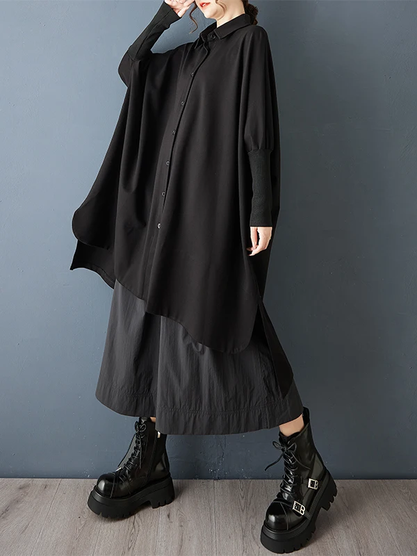 เสื้อไหมพรมทรงหลวมแบบ Batwing แขนยาว ดีไซน์ต่อผ้า สไตล์อเนกประสงค์ สำหรับผู้หญิง ใส่ทำงาน ฤดูกาล 2025