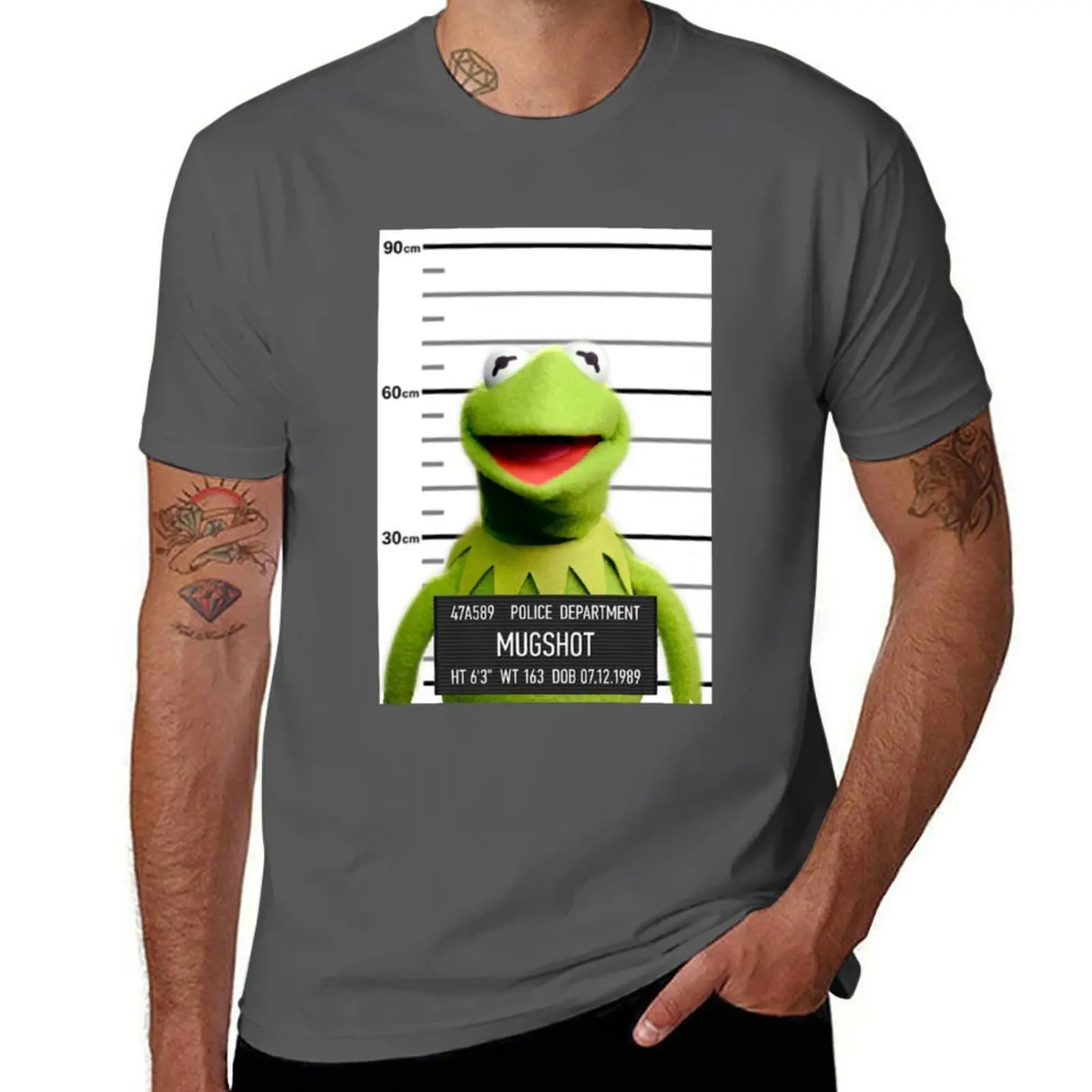 

Kermit Mugshot T-Shirt Classic Basic Casual T-Shirt