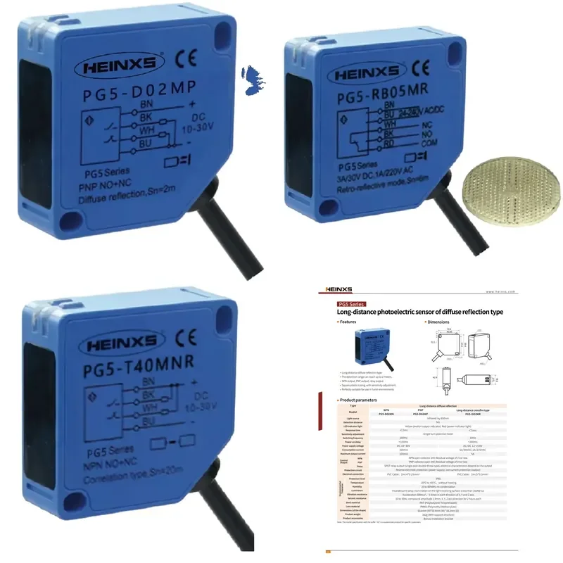 PG5-D02MR Long-range Opposed-type Photoelectric Proximity Sensor Switch NPN Background Suppression 2m Sensing Distance