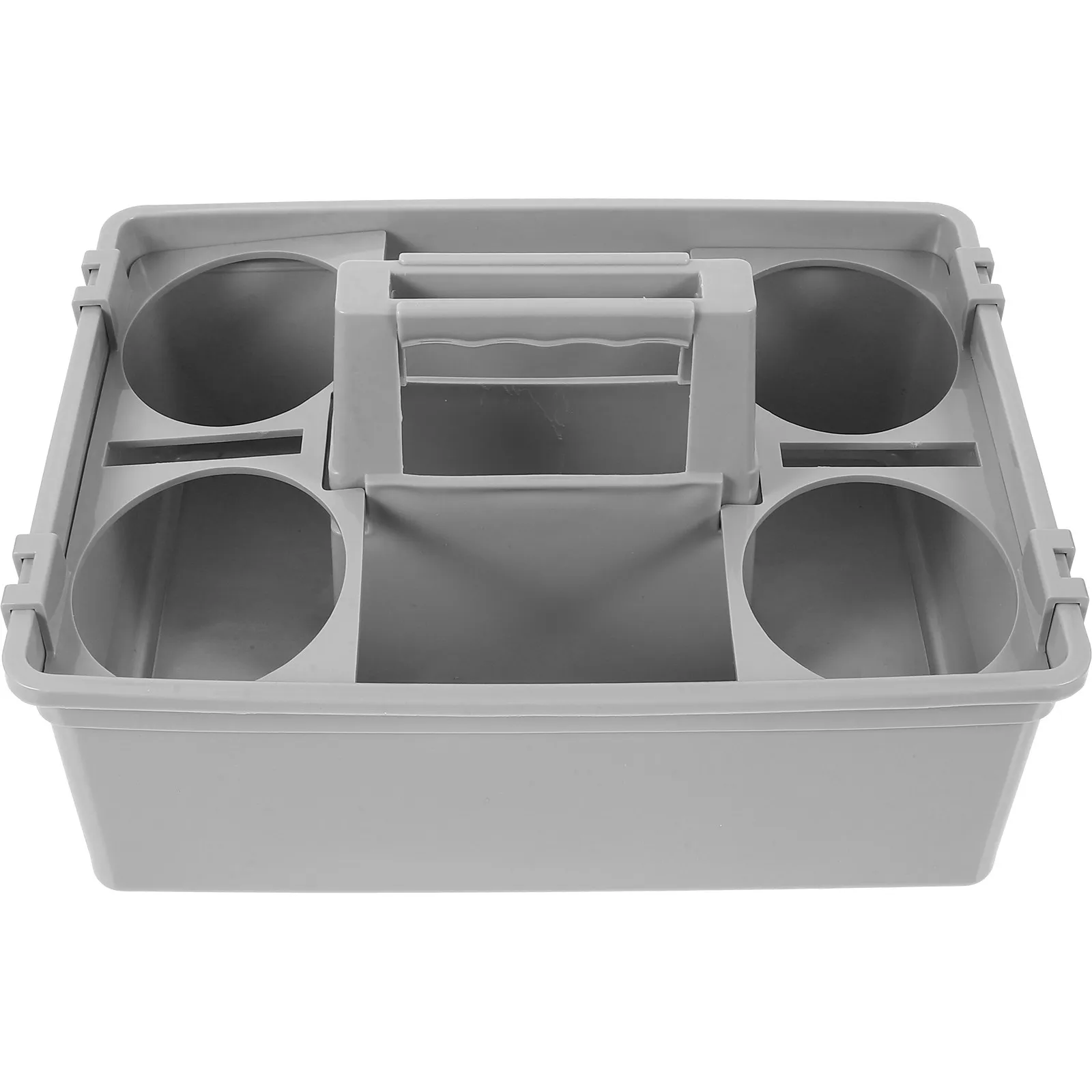

Large Capacity Cleaning Supplies Organizer Basket Plastic Handheld Storage Container with Segregated Compartments for Spray