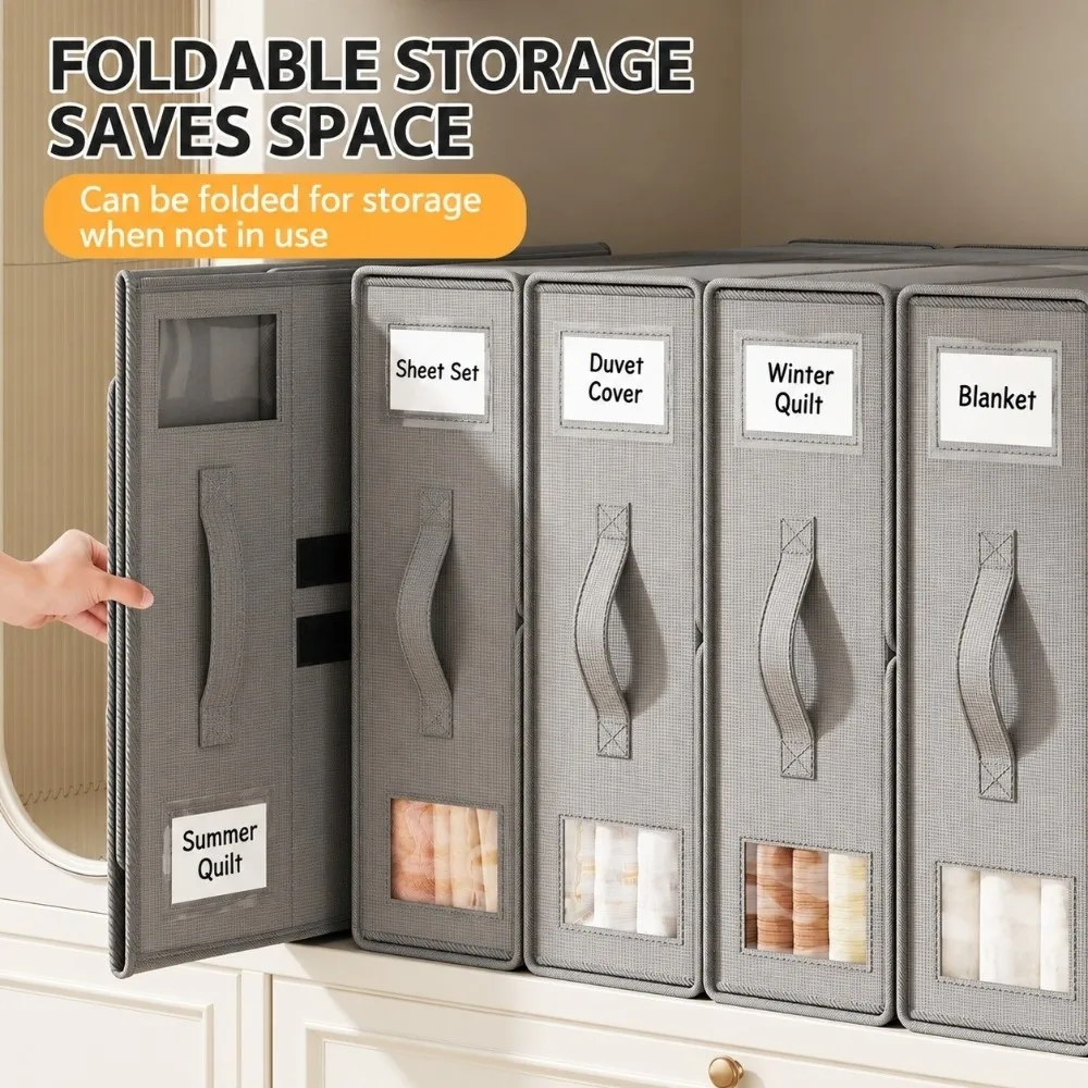 With Zipper Sheet Set Storage Box Non-Woven Solid Color Bed Sheet Organizer Box Foldable Duvet Cover Storage Box