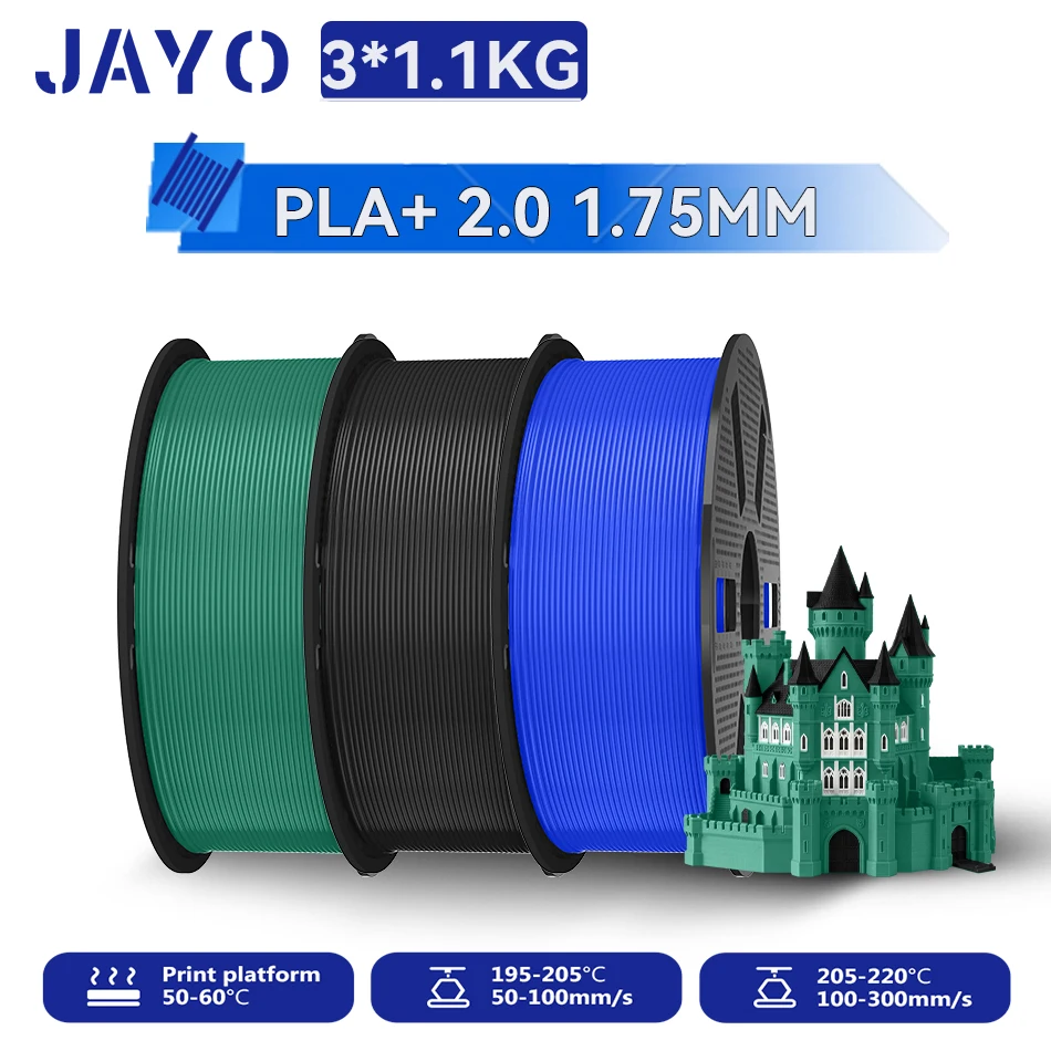 JAYO 3,3KG PLA PLUS 2.0 Filament Upgrade PLA plus 3D-Drucker-Filament Neatly PLA+2.0 3D-Druckmaterial für 99% der 3D-FDM-Drucker