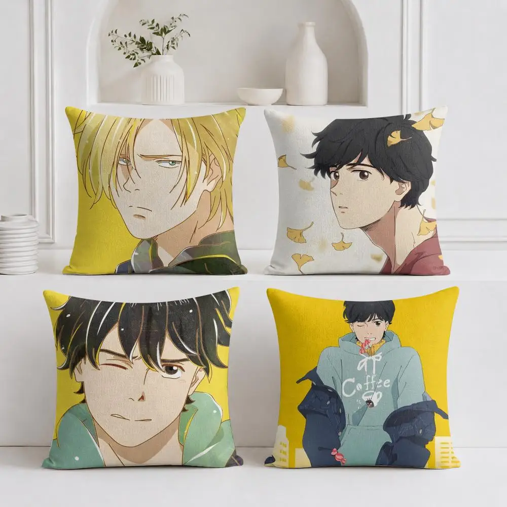 Anime B-banana Fish Cushion Cover Organic Linen Square Pillow Case Durable Non-Allergenic And Kind To Skin