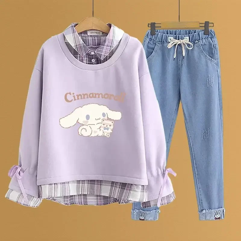 

Sweet Cinnamoroll Sanrio Anime Student Casual Hoodie Loose Pants Kawaii Cute Cartoon Baby Long Sleeve Clothing Y2k Gifts for Kid