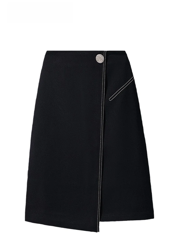 

High Waist A-Line Skirt Women's plus Size Autumn Mid-Length Non-Symmetric Body-Skimming Skirts Korean Sle Commute