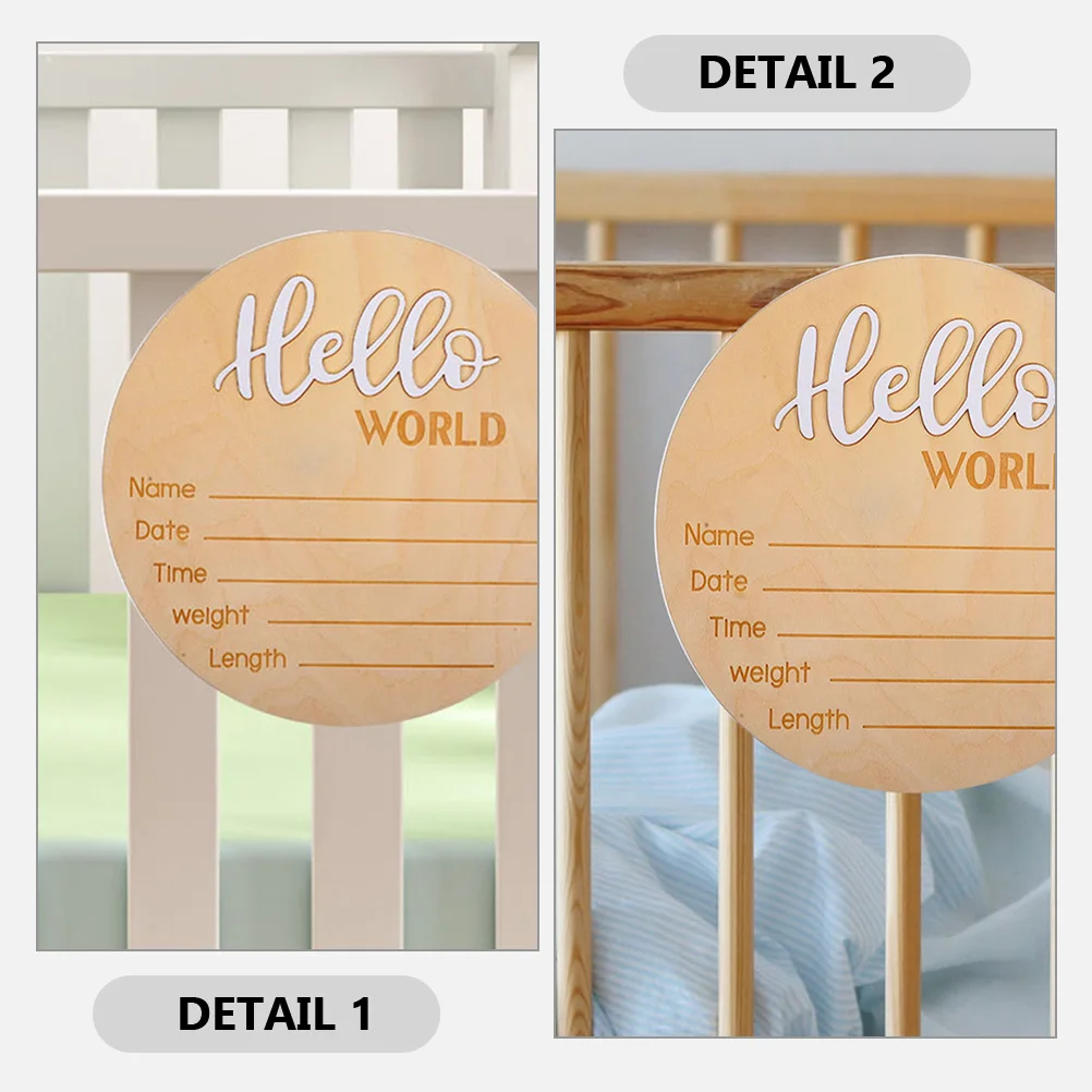 

2 pcs Baby Name Sign Wooden Newborn Announcement Round Sturdy Practical Simple Design Photography Embellishment Baby