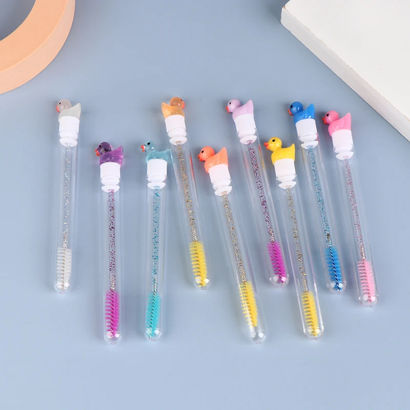1Pcs Reusable Eyelash Brush Tube Cartoon Duck Shape Disposable Mascara Wands Replaceable Dust-proof Eye Lash Eyebrow Brush Tube