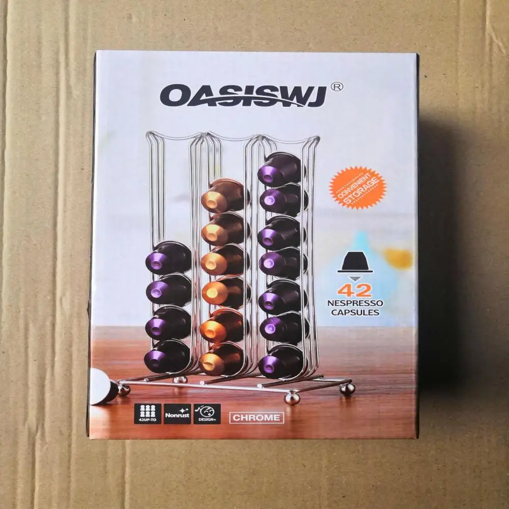 Coffee Capsule Holder Black Plastic Nespresso Capsule Stand 42 Capacity Beverage Accessory Wholesale Price
