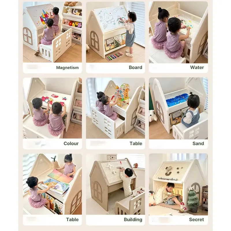 New modern folding multi-function children's play table with building block, suitable for school and bedroom use