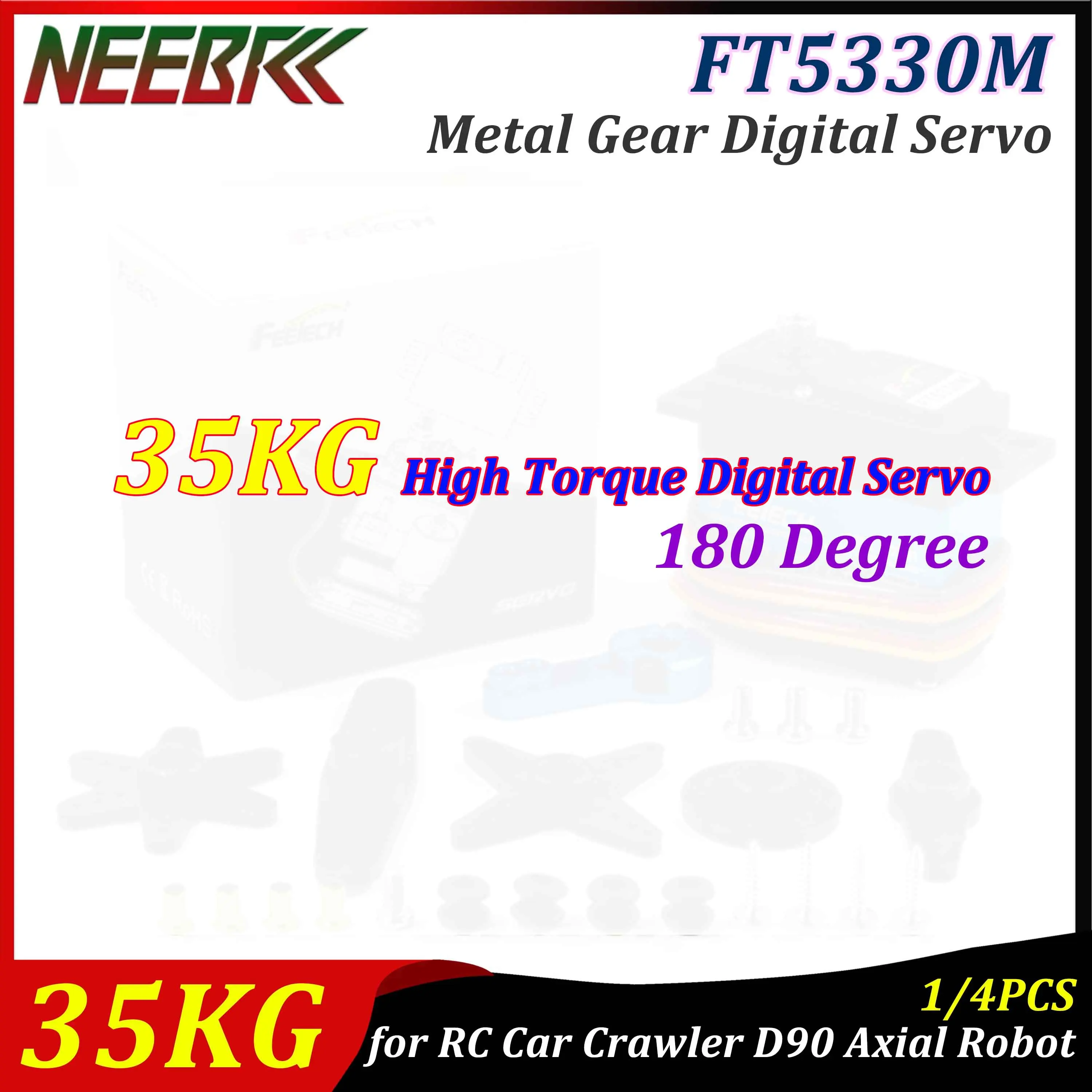 

FT5330M 35KG High Torque Metal Gear Digital Servo 180 Degree Waterproof for RC Car Crawler D90 Axial Boat Helicopter Robot Model
