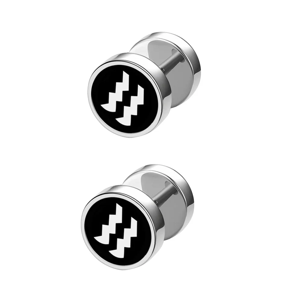 

Aquarius Earrings Screw Stud for Men Personality Safety Back Earings Stainless Steel Fashion