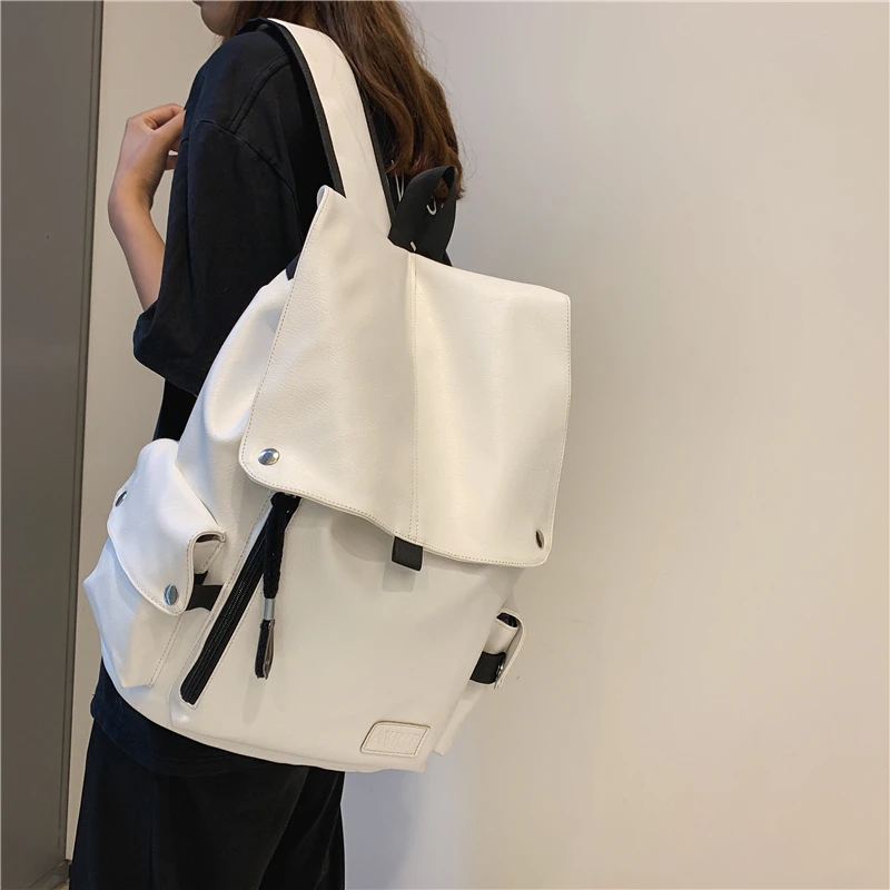 حقيبة ظهر عصرية من الجلد الصناعي بحمالتين للرجال والنساء، مناسبة لطلاب المدارس الثانوية والجامعات، حقيبة كمبيوتر للسفر بأسلوب...