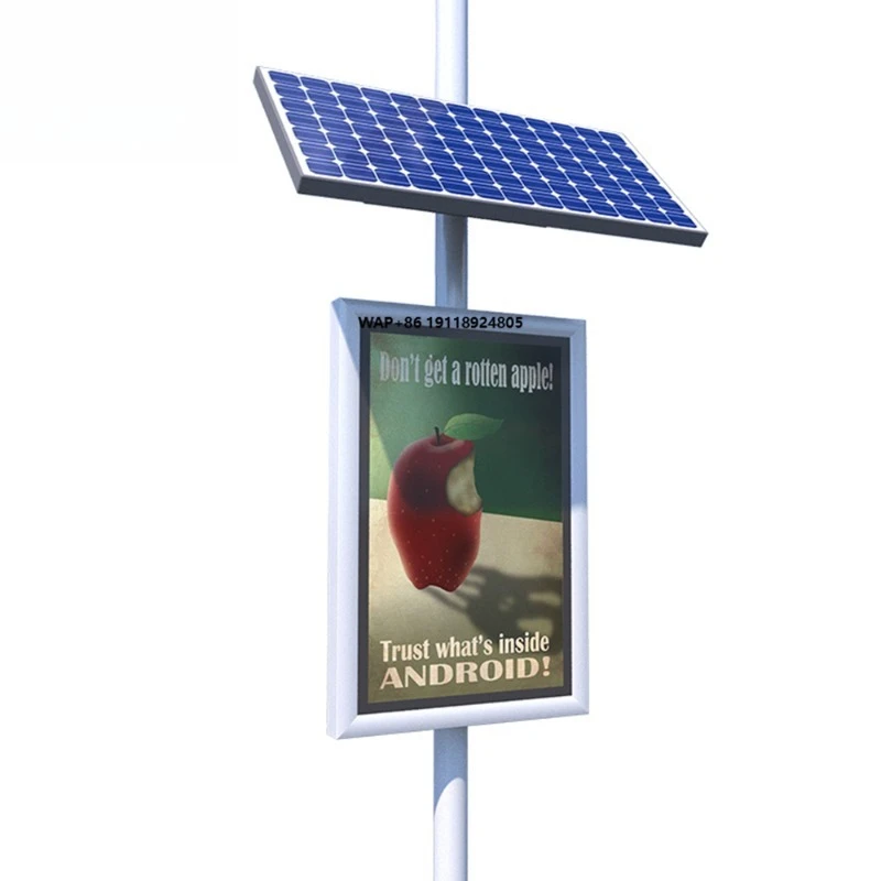 New Unipole Outdoor Advertising Scrolling Solar Power Light Pole Sign Board Light Box