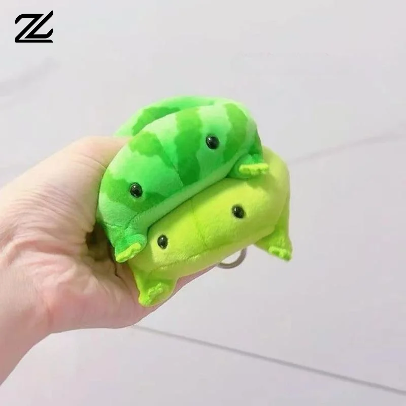 1Pcs Decompress Animals Fluffy Frog Figurine Cartoon Anime Green Frog Plush Toy Soft Frog Plushie Pendant Cute Ornaments