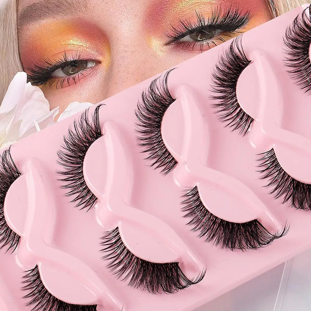 Natural Look -eye Lashes Wispy False Eyelashes 5 Pairs Lashes Eye Eyelash Faux Lashes Extension Makeup Fluffy Thick C9p0