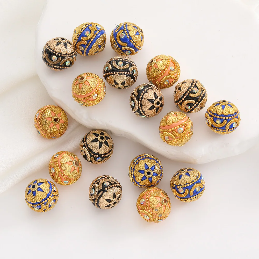 

Newest High Quality 18mm Round Floral Clay Nepalese Style Jewelry Beads 20pcs 18mm Bubblegum Necklace Bracelet Earring Ornaments