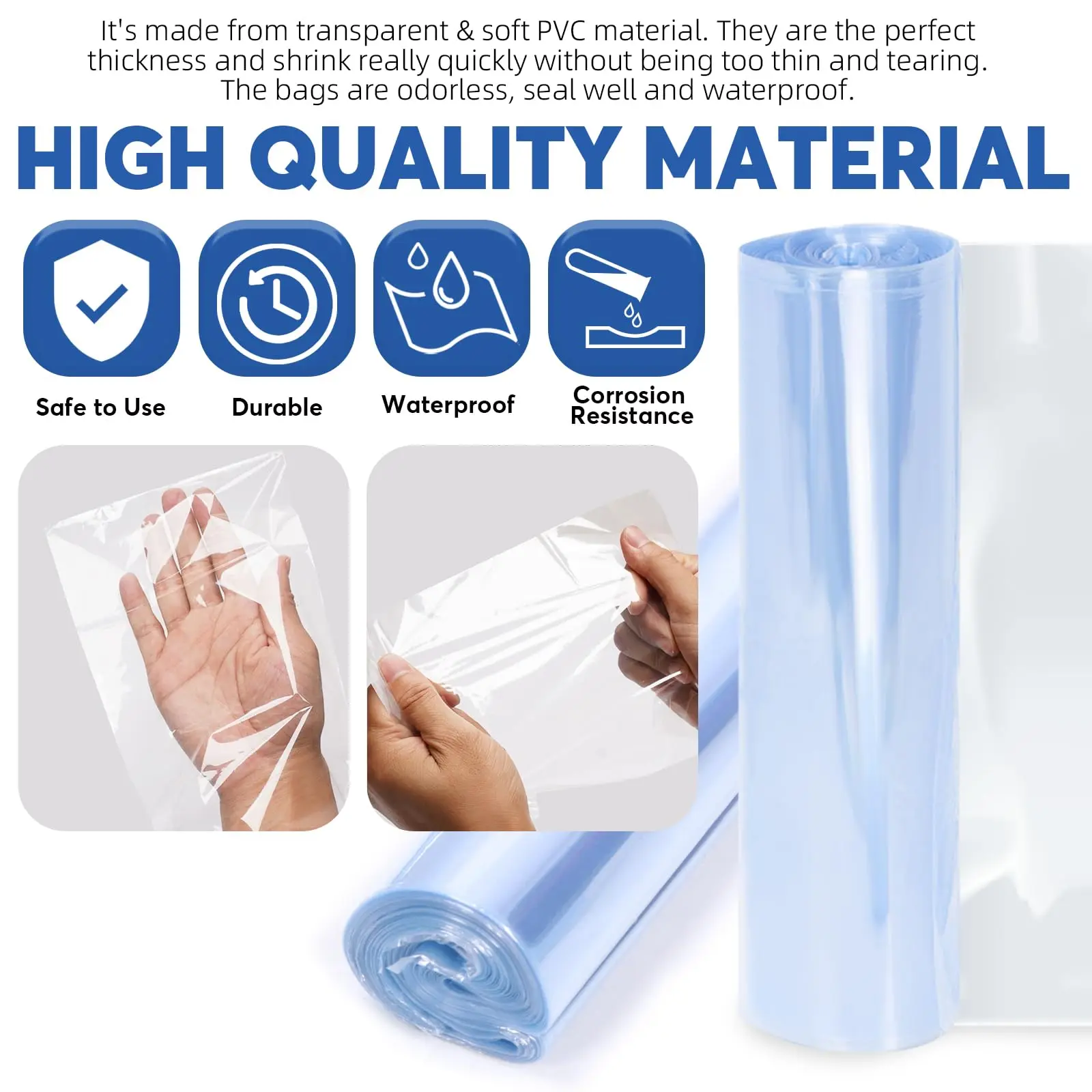 100pcs PVC Heat Shrink Film Bag DIY Wrap Storage Seal Packing Bag Clear Polybag Cosmetics Blower Heat Seal Shrinkable Bag