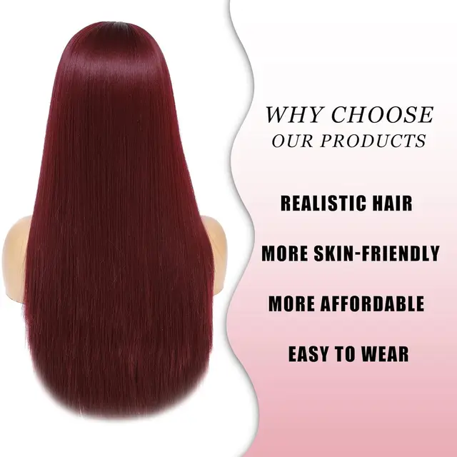 Best-selling 26-inch synthetic wig for long straight hair for Halloween cosplay, daily use wig, high-temperature hair accessory