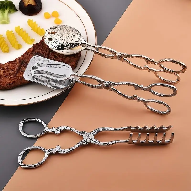 Vintage Fruit Salad Cake Clip Buffet Food Gold-plated Snack Kitchen Tools Salad Pastry Clamp Baking Barbecue Kitchen Utensils