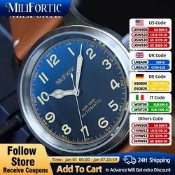 Milifortic-Montres-bracelets militaires en acier inoxydable, vintage, zones, âge, champ, automatique, mécanique, saphir, cristal, 10 iko, NH38