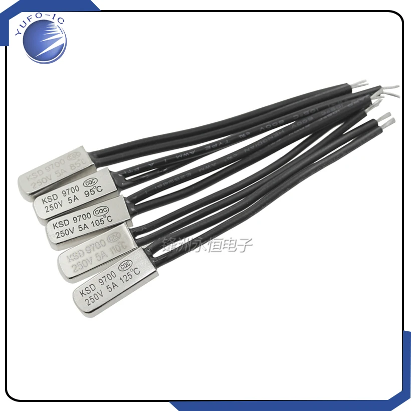 5 قطعة KSD9700 45/50/55/60/65/70/75/80/85/90/95/100/105C درجة عادة مغلقة ترموستات التبديل التحكم في درجة الحرارة 10A 250 فولت